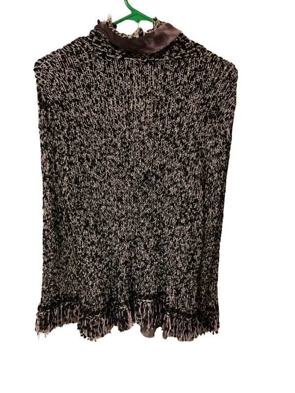 All of Cotton Black‎ and Cream Marled Button-Up Women’s Sweater - Image 3