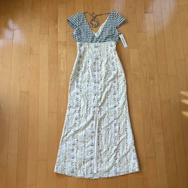 Princess Polly Saije floral gingham maxi dress SIZE 6 - Image 3