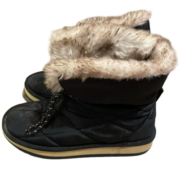 Time & Tru Black Thinsulate Faux Fur Quilted Boots Womens Size 7 Winter - Image 3