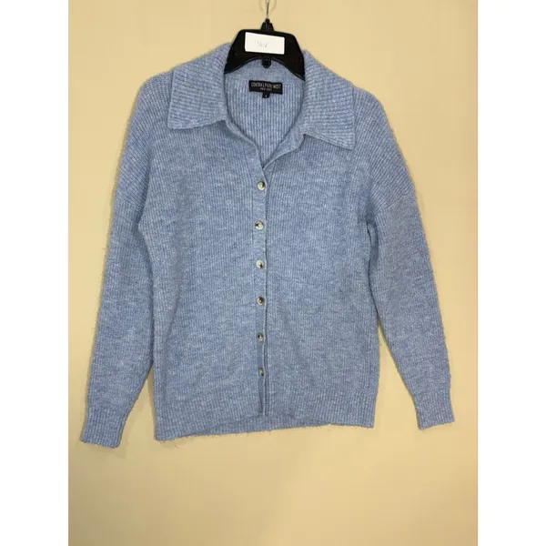 Central Park West Millie Oversized blue Polo Sweater Small - Image 3