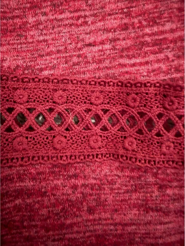 Lildy Women's Knit Sweater Top Size XL Red Wine Embroidered Casual Fall Shirt - Image 5