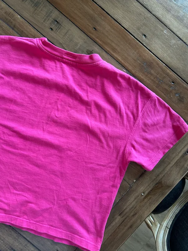 MOTHER Denim On the Rocks Grab Back Crop Tee Pink XS - Image 11