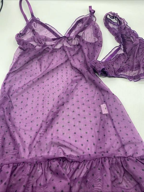 Polka Dot Mesh Babydoll Bow Sheer Nightie Festival Club wear Small Baddie Fairy - Image 2