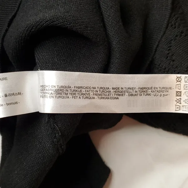 Zara Black Ecru Lace Trim Pointelle Knit Sweater Short Sleeves Size:M NWOT - Image 9
