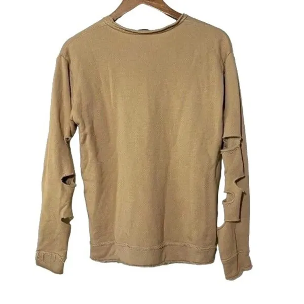 ALALA Cypher Distressed Sweatshirt Small Tan Cutout Pullover Athleisure - Image 3