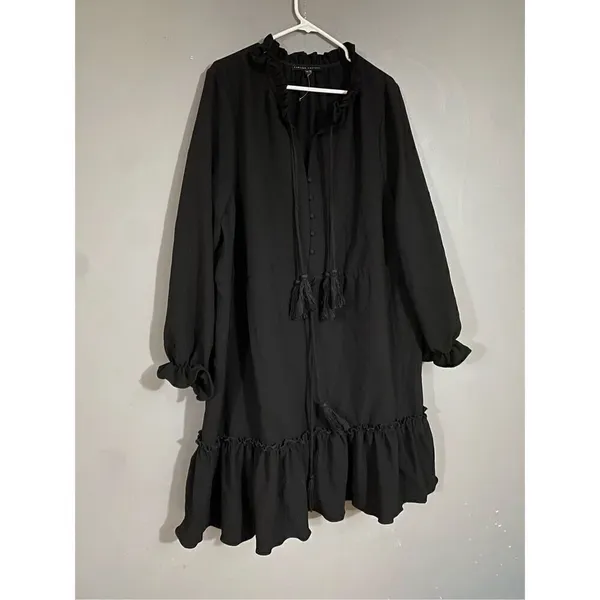 English Factory Black Tassel Trim Ruffle Hem Tiered Dress Size 2X NWOT - Image 4