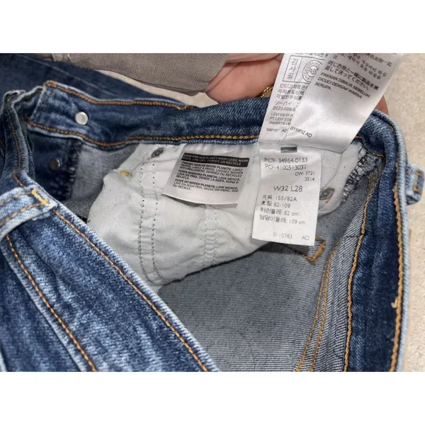 levis womens wedgie straight jeans‎ dark wash raw hem fray 32 - Image 6