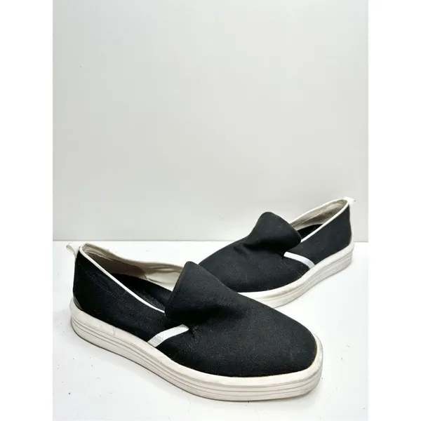 Franco Sarto Sneaker Women’s Size 8.5‎ Black White Canvas Slip On Style - Image 4