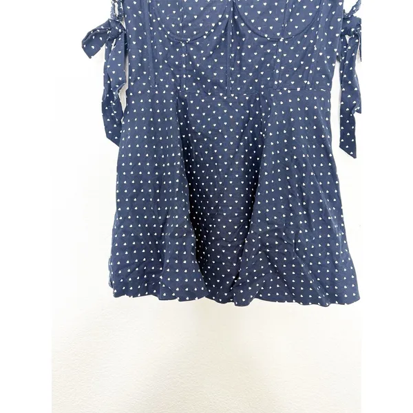 Megan Moroney Blue Polka Dot Corset Mini Dress Size XXL Off Shoulder Heart Retro - Image 10