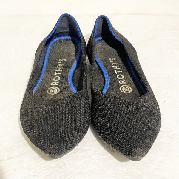 ROTHY’S Size 7.5 ‘THE POINT’ WOMEN’S SOLID BLACK BALLET FLATS POINTED TOE‎ - Image 2
