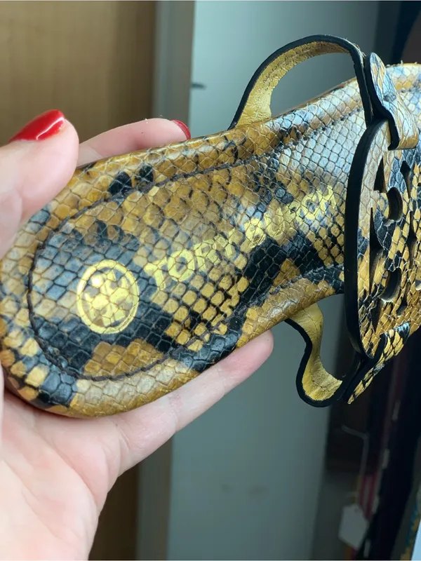 Tory Burch Brown Snake-Print Stamped Slip On Thong Sandals Size-6.5 Resort Glam - Image 2