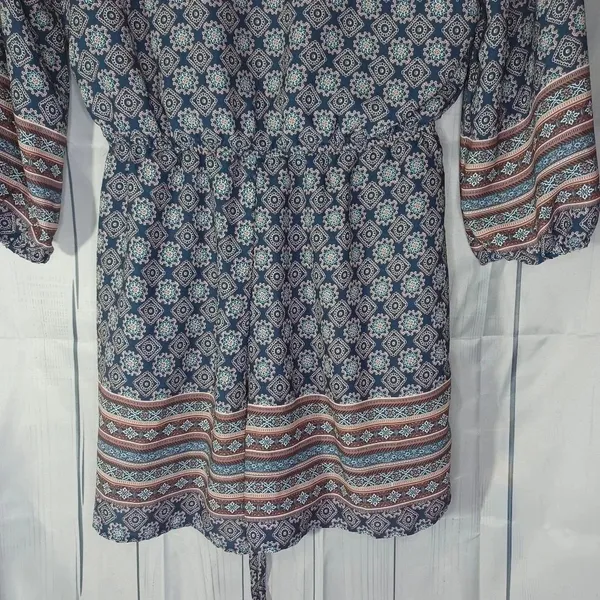 Miami paisley 3/4 sleeve v-neck boho chic geometric print cottagecore romper - Image 8