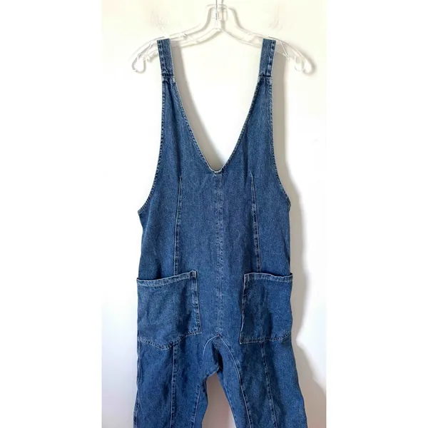 Free People Boho Denim Jeans Jumpsuit Blue Oversize Size XS - Image 7