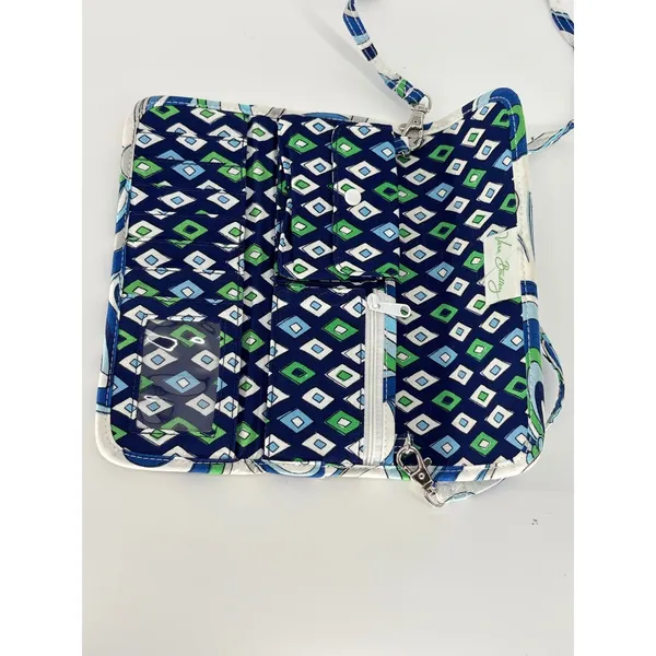 Vera Bradley Crossbody Wallet‎ Blue Floral Quilted Convertible Shoulder Purse - Image 5