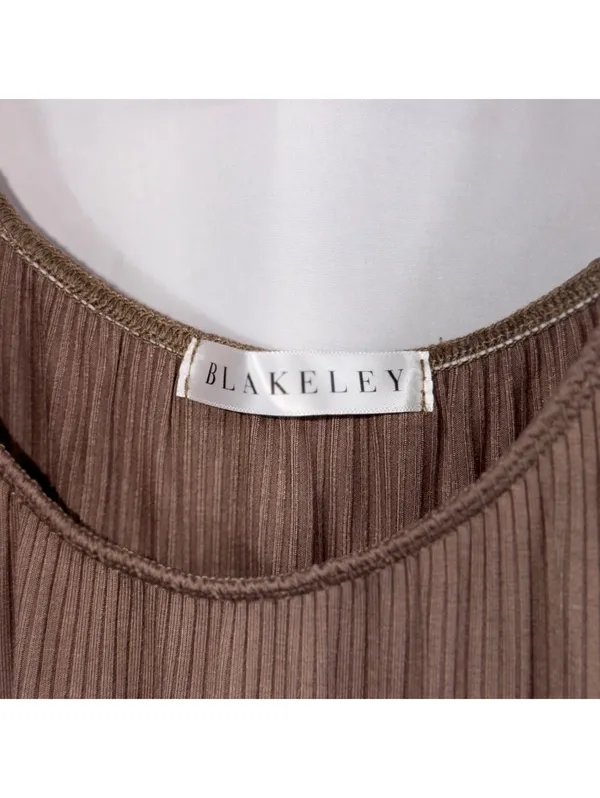 Blakeley Brown Ribbed Floral Puff Sleeve Bodysuit Size S/M - Image 5