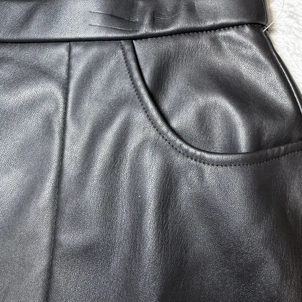 New LuLaRoe Elegant Womens Size Large Avery Skirt Black Faux Leather Midi Career - Image 10