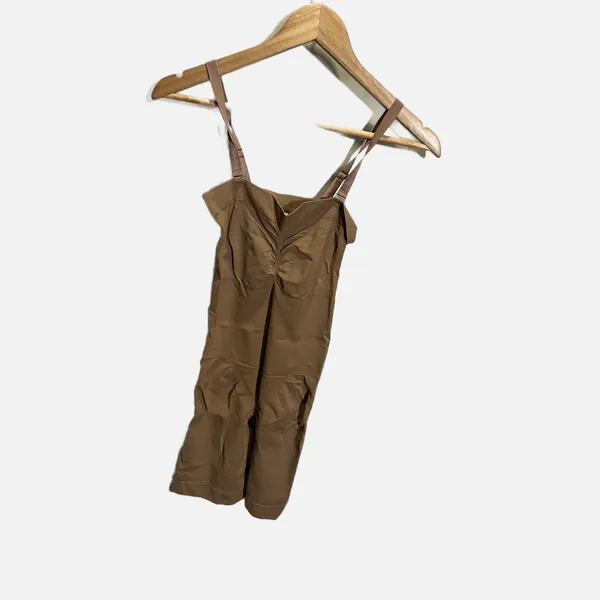 NEW Brown Seamless Shapewear Bodysuit Mid Thigh Shaper‎ Size L Nylon Spandex - Image 2