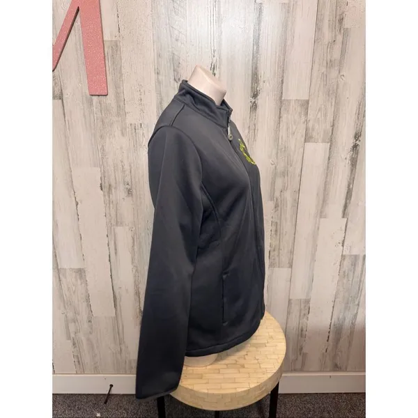 Med Couture Grey Bonded Fleece Full Zip Scrub Jacket Women’s Medium Gray - Image 2