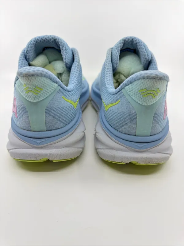 Hoka Clifton 9 Color Blue And Pink Colorway With Neon Green Accents SZ 9.5 - Image 3