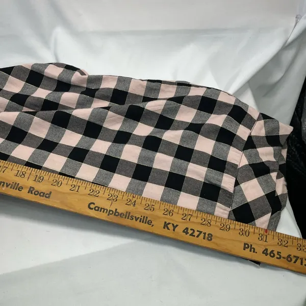 Victoria'S Secret Plaid Flannel Pj’S‎ M Pink/Black W/Gold Thread Preowned - Image 15