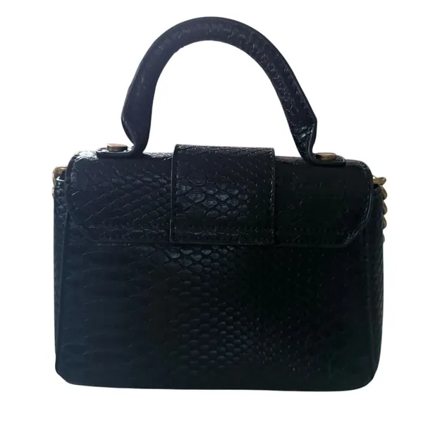 Zara Black Metal Buckle City Bag Faux Leather Top Handle & Crossbody Strap - Image 3