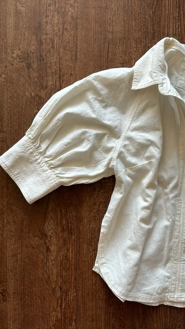 White Puff Sleeve Top - Image 3