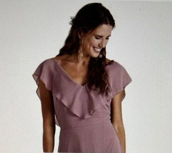 Birdy Grey Jane Convertible Chiffon Maxi Dress Gown in Taupe Size M - Image 3
