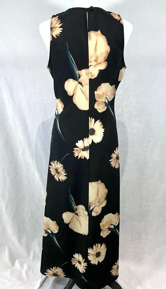 Vintage Black and mocha floral print maxi dress size small - Image 3