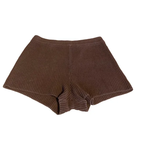 Reformation Brown Knit Sweater Elastic Waist Shorts (L) - Image 8