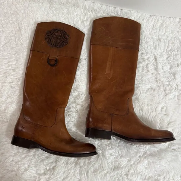 Frye Brown Leather Knee High Cowgirl Boots Size 6.5 - Image 10