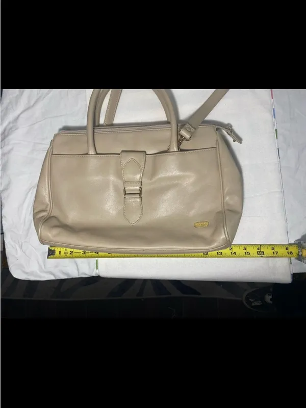 Liz Claiborne Classic Cream Leather Satchel Handbag - Image 2