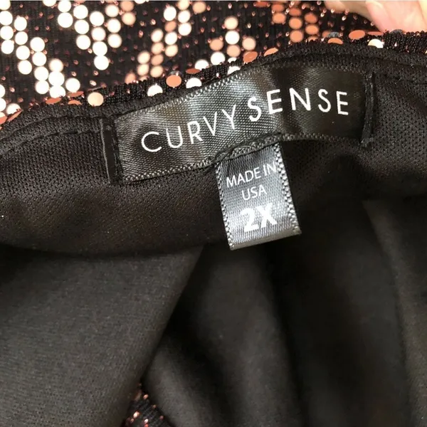 Curvy Sense Sequin Zigzag Striped Black Rose Gold Halter Bodycon Mini Dress 2X - Image 7