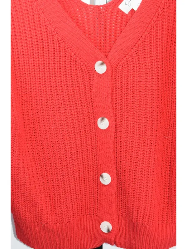 Jessica Simpson Red Cable Knit Button Front Cardigan XL - Image 4