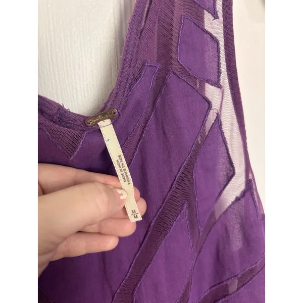 Free People Purple Ethereal Daze Ginger Tank M Sheer Mesh Fairycore Boho - Image 8
