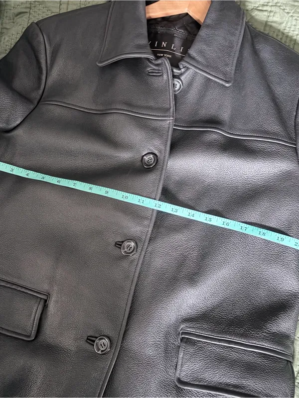 90s Vintage Women’s Black Leather Coat Medium Winlit New York - Image 7