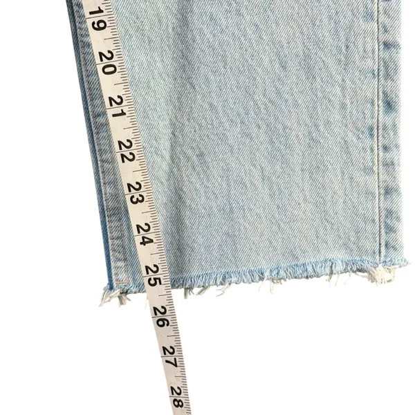 Zara Button Fly Straight Leg Jeans Womens 2 Blue Light Washed Denim Raw‎ Hem - Image 10
