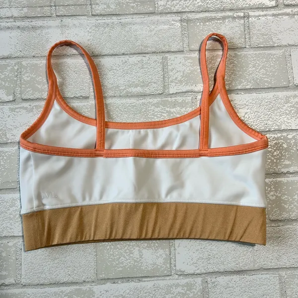 Women's White and Tan Sports Bra - Image 2