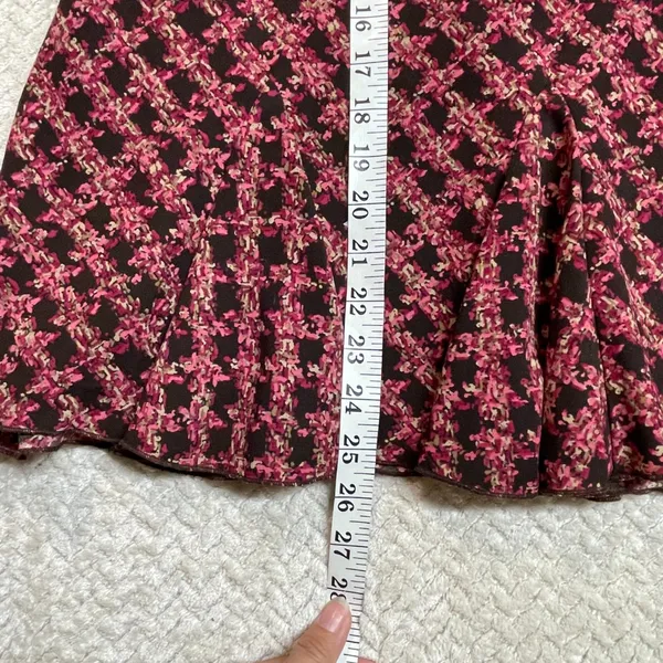 NYCC Y2K Vintage Pink Brown Elastic‎ Waist A-Line Gored Hem Midi Skirt Medium - Image 7