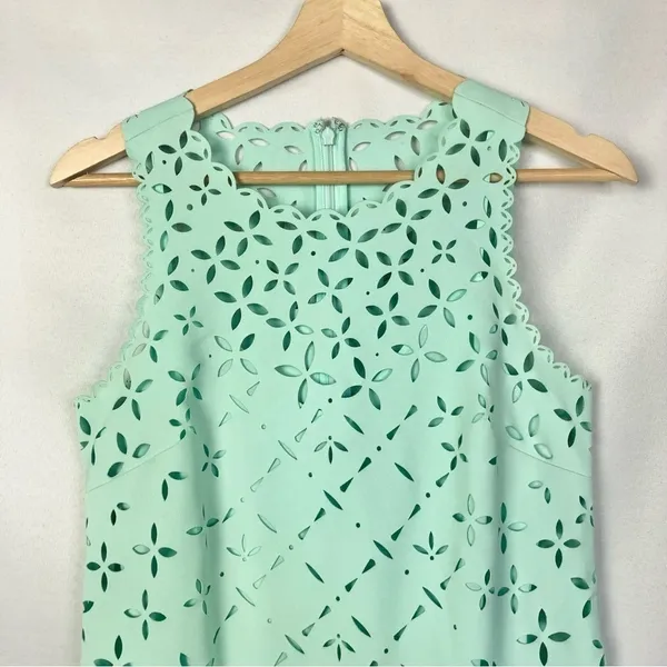 J. Crew Mint Green Laser Cut Shift‎ Mini Dress 2 - Image 4