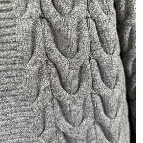 Cyrus Womens Gray Cable Knit Open Front Cardigan Sweater‎ Textured Medium Chic - Image 2