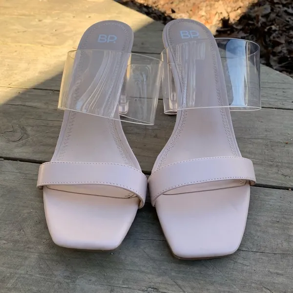 BP. Naomi Block Heel Sandal in Blush Faux‎ Leather Size 10 - Image 6