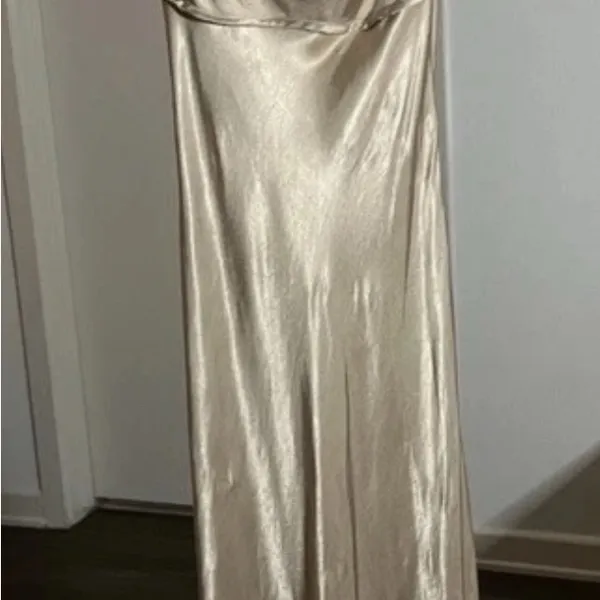 Zara Elegant Gold Satin Slip Dress - Image 3