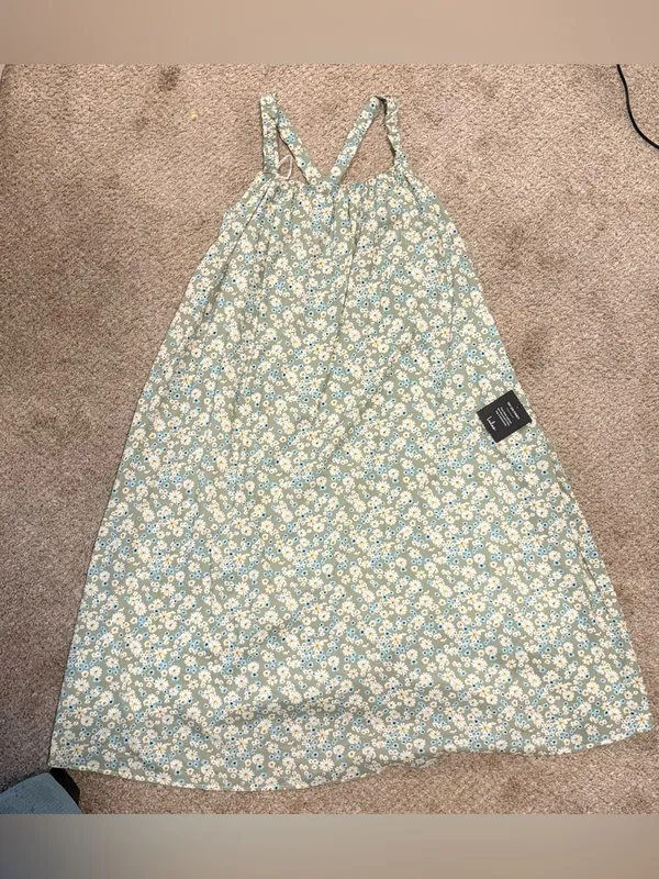 Lulus Floral Strappy Sundress Size Xs Light Green Blue DaisyBoho - Image 6