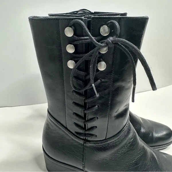 Bussola Black Leather Mid Calf Boots Size 39 - Image 3