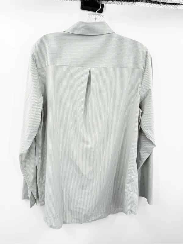 Athleta Women's‎ Light Green Pinstripe Button-Down Shirt Size Medium - Image 2