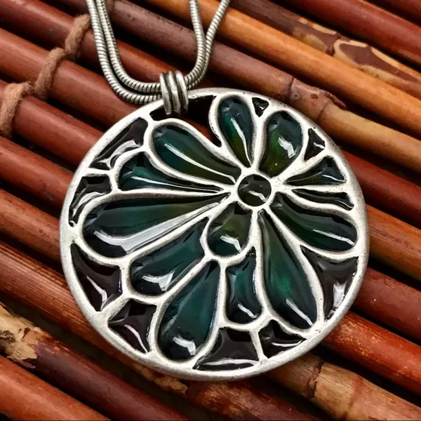Chico’s Stained Glass Style Necklace Resin - Image 4