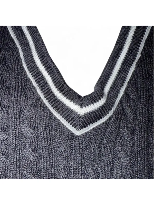Banana Republic Black sweater halter neck top with white stripes built-in bra Si - Image 3