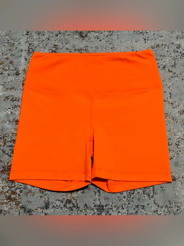 Yogalicious High-Waisted Neon Orange Biker Shorts size Medium - Image 10