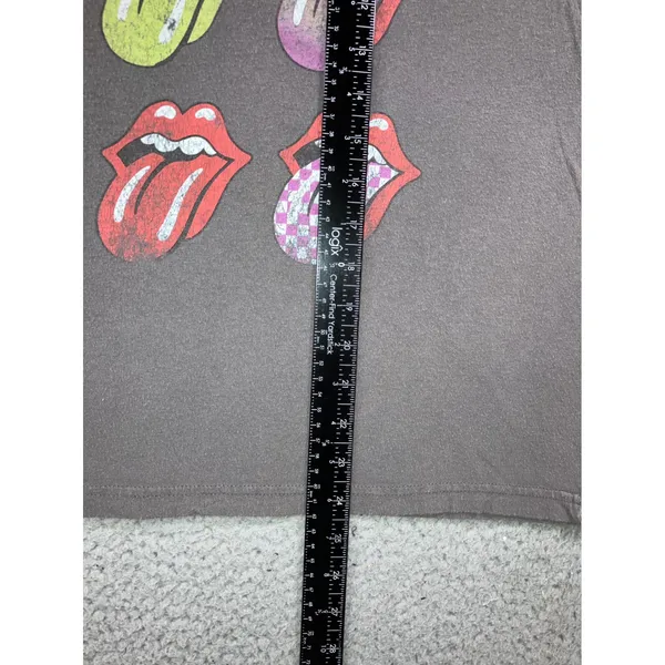 The Rolling Stones‎ Graphic Tee Women L Grey Tongue Logo Oversized Boxy Band Tee - Image 6