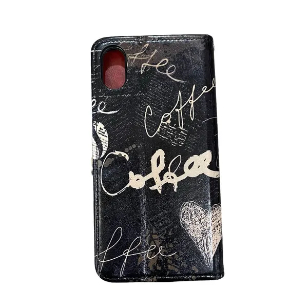 iPhone XS Max Wallet Case Graffiti Art Card Slots Snap Closure Black - Image 3